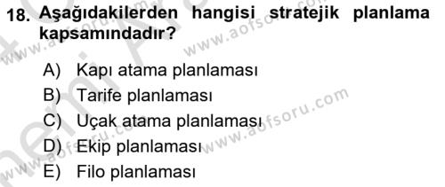 Havayolu Yönetimi Dersi 2023 - 2024 Yılı (Vize) Ara Sınavı 18. Soru