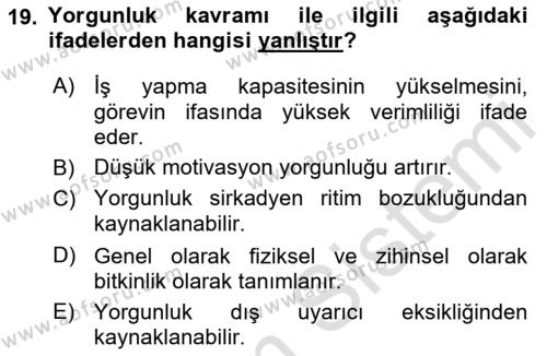 Havacılık Emniyeti Dersi 2021 - 2022 Yılı (Vize) Ara Sınavı 19. Soru