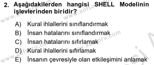 Havacılık Emniyeti Dersi 2021 - 2022 Yılı (Vize) Ara Sınavı 2. Soru