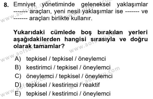 Havacılık Emniyeti Dersi 2021 - 2022 Yılı (Vize) Ara Sınavı 8. Soru