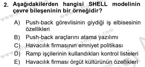 Havacılık Emniyeti Dersi 2022 - 2023 Yılı (Vize) Ara Sınavı 2. Soru