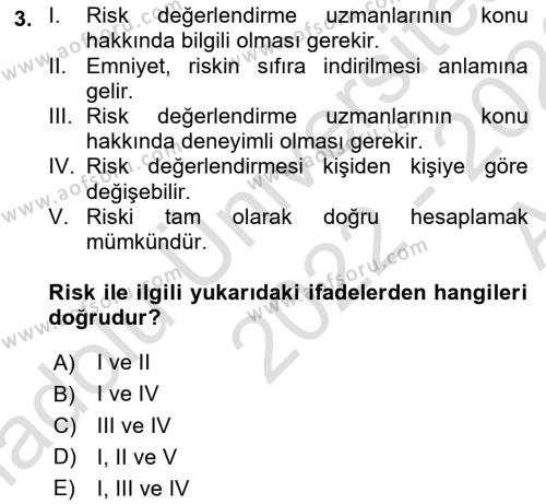 Havacılık Emniyeti Dersi 2022 - 2023 Yılı (Vize) Ara Sınavı 3. Soru