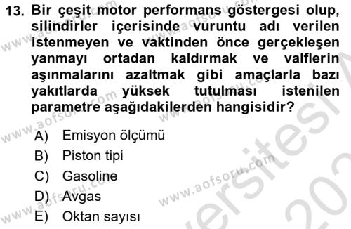 Genel Havacılık Dersi 2020 - 2021 Yılı Yaz Okulu Sınavı 13. Soru