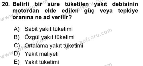 Genel Havacılık Dersi 2020 - 2021 Yılı Yaz Okulu Sınavı 20. Soru