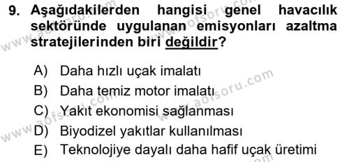 Genel Havacılık Dersi 2020 - 2021 Yılı Yaz Okulu Sınavı 9. Soru