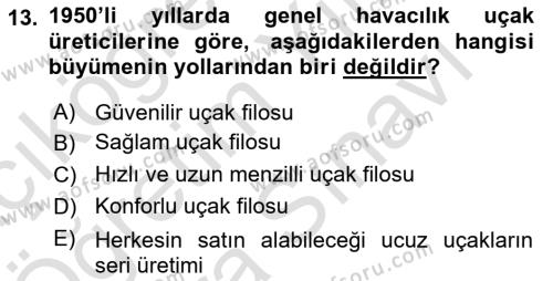 Genel Havacılık Dersi 2021 - 2022 Yılı (Vize) Ara Sınavı 13. Soru