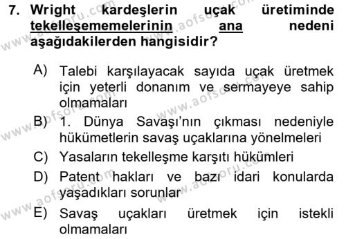 Genel Havacılık Dersi 2021 - 2022 Yılı (Vize) Ara Sınavı 7. Soru