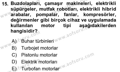 Genel Havacılık Dersi 2021 - 2022 Yılı (Final) Dönem Sonu Sınavı 15. Soru