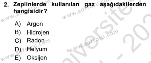 Genel Havacılık Dersi 2021 - 2022 Yılı (Final) Dönem Sonu Sınavı 2. Soru