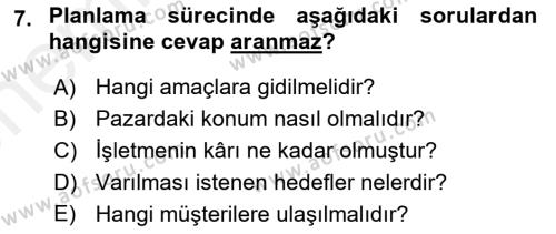 Havayolu İşletmelerinde Operasyonel Planlama Dersi 2018 - 2019 Yılı (Vize) Ara Sınavı 7. Soru