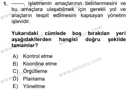 Havayolu İşletmelerinde Operasyonel Planlama Dersi 2020 - 2021 Yılı Yaz Okulu Sınavı 1. Soru