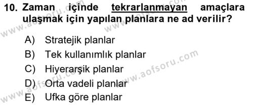 Havayolu İşletmelerinde Operasyonel Planlama Dersi 2021 - 2022 Yılı (Vize) Ara Sınavı 10. Soru