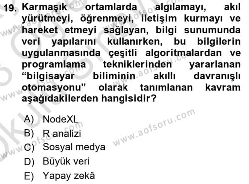 Halkla İlişkiler Dersi 2022 - 2023 Yılı Yaz Okulu Sınavı 19. Soru