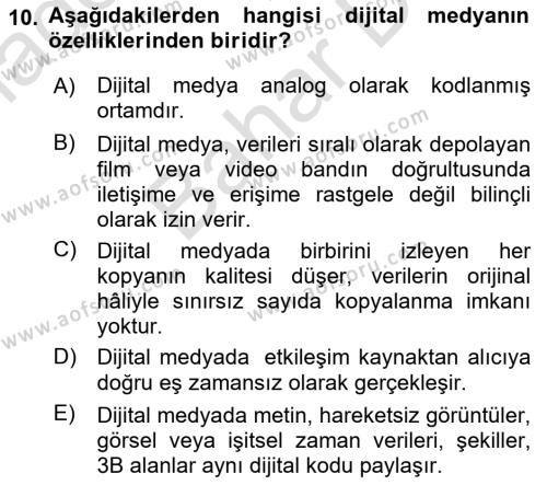 Halkla İlişkiler Dersi 2023 - 2024 Yılı (Final) Dönem Sonu Sınavı 10. Soru