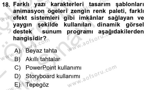 Halkla İlişkilerde Etkili İletişim Dersi 2021 - 2022 Yılı Yaz Okulu Sınavı 18. Soru