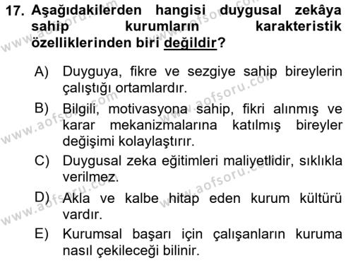 Halkla İlişkilerde Etkili İletişim Dersi 2022 - 2023 Yılı Yaz Okulu Sınavı 17. Soru