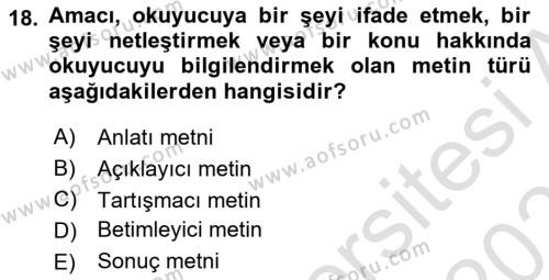 Halkla İlişkilerde Etkili İletişim Dersi 2023 - 2024 Yılı (Vize) Ara Sınavı 18. Soru