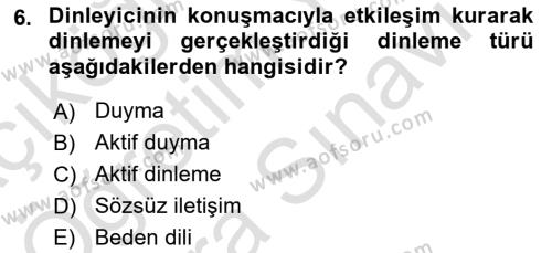 Halkla İlişkilerde Etkili İletişim Dersi 2023 - 2024 Yılı (Vize) Ara Sınavı 6. Soru