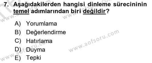 Halkla İlişkilerde Etkili İletişim Dersi 2023 - 2024 Yılı (Vize) Ara Sınavı 7. Soru