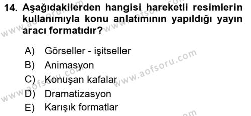 Halkla İlişkiler Uygulama Teknikleri Dersi 2023 - 2024 Yılı (Vize) Ara Sınavı 14. Soru