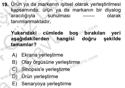 Halkla İlişkiler Uygulama Teknikleri Dersi 2023 - 2024 Yılı (Vize) Ara Sınavı 19. Soru