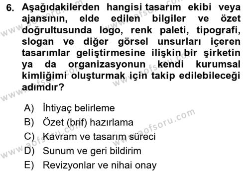 Halkla İlişkiler Uygulama Teknikleri Dersi 2023 - 2024 Yılı (Final) Dönem Sonu Sınavı 6. Soru