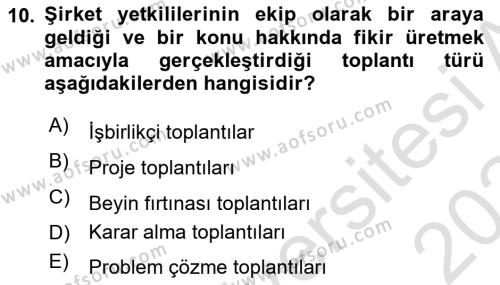 Halkla İlişkiler Uygulama Teknikleri Dersi 2023 - 2024 Yılı Yaz Okulu Sınavı 10. Soru