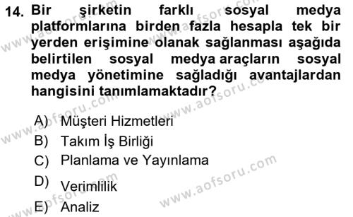 Halkla İlişkiler Uygulama Teknikleri Dersi 2023 - 2024 Yılı Yaz Okulu Sınavı 14. Soru