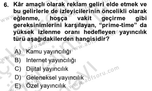 Halkla İlişkiler Uygulama Teknikleri Dersi 2023 - 2024 Yılı Yaz Okulu Sınavı 6. Soru