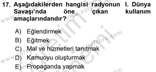 Halkla İlişkiler Uygulama Teknikleri Dersi 2024 - 2025 Yılı (Vize) Ara Sınavı 17. Soru