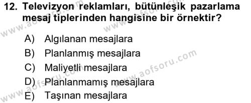 Halkla İlişkiler Uygulamaları ve Örnek Olaylar Dersi 2016 - 2017 Yılı (Vize) Ara Sınavı 12. Soru