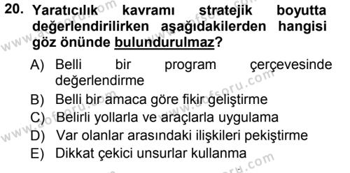 Halkla İlişkiler Yönetimi Dersi 2012 - 2013 Yılı (Final) Dönem Sonu Sınavı 20. Soru
