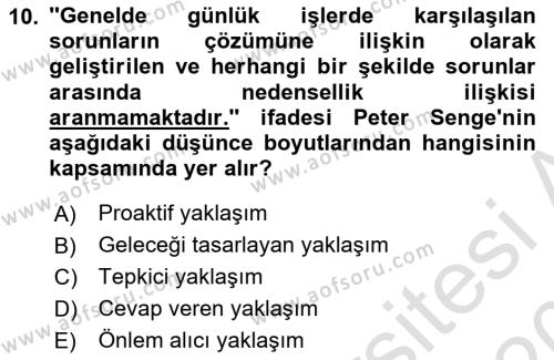 Halkla İlişkiler Yönetimi Dersi 2019 - 2020 Yılı (Vize) Ara Sınavı 10. Soru