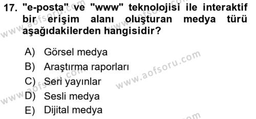 Halkla İlişkiler Yönetimi Dersi 2021 - 2022 Yılı Yaz Okulu Sınavı 17. Soru