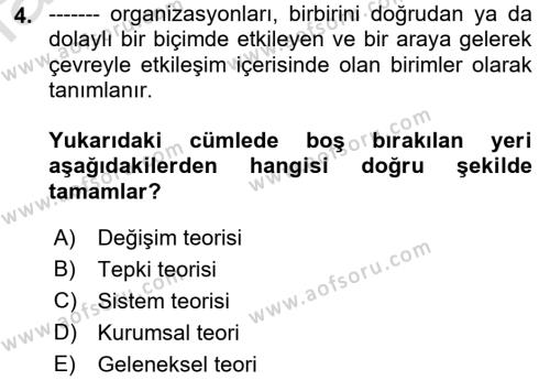 Halkla İlişkiler Yönetimi Dersi 2021 - 2022 Yılı Yaz Okulu Sınavı 4. Soru