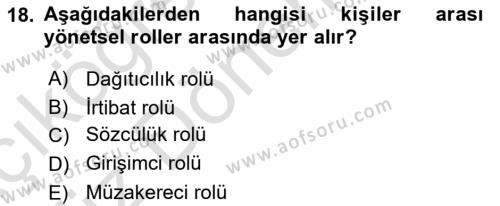 Halkla İlişkiler Yönetimi Dersi 2023 - 2024 Yılı (Vize) Ara Sınavı 18. Soru