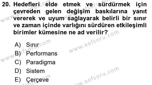 Halkla İlişkiler Yönetimi Dersi 2023 - 2024 Yılı (Vize) Ara Sınavı 20. Soru