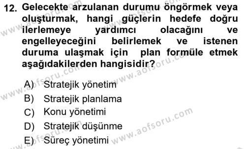 Halkla İlişkiler Yönetimi Dersi 2023 - 2024 Yılı (Final) Dönem Sonu Sınavı 12. Soru