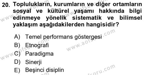 Halkla İlişkiler Yönetimi Dersi 2023 - 2024 Yılı (Final) Dönem Sonu Sınavı 20. Soru