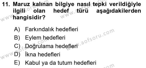 Halkla İlişkiler Yönetimi Dersi 2023 - 2024 Yılı Yaz Okulu Sınavı 11. Soru