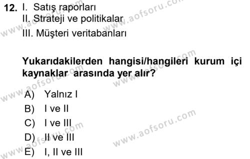 Halkla İlişkiler Yönetimi Dersi 2023 - 2024 Yılı Yaz Okulu Sınavı 12. Soru