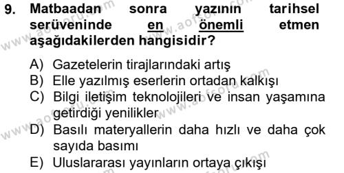 Halkla İlişkiler Yazarlığı Dersi 2012 - 2013 Yılı (Vize) Ara Sınavı 9. Soru