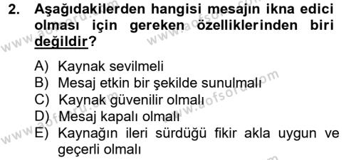 Halkla İlişkiler Yazarlığı Dersi 2012 - 2013 Yılı (Final) Dönem Sonu Sınavı 2. Soru