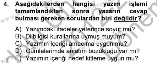 Halkla İlişkiler Yazarlığı Dersi 2012 - 2013 Yılı (Final) Dönem Sonu Sınavı 4. Soru