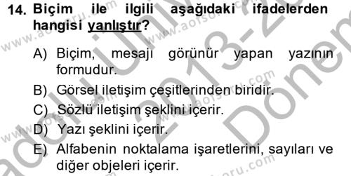 Halkla İlişkiler Yazarlığı Dersi 2013 - 2014 Yılı (Final) Dönem Sonu Sınavı 14. Soru