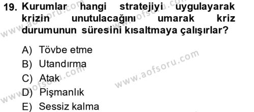 Halkla İlişkiler Yazarlığı Dersi 2013 - 2014 Yılı (Final) Dönem Sonu Sınavı 19. Soru