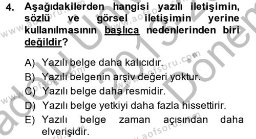 Halkla İlişkiler Yazarlığı Dersi 2013 - 2014 Yılı (Final) Dönem Sonu Sınavı 4. Soru