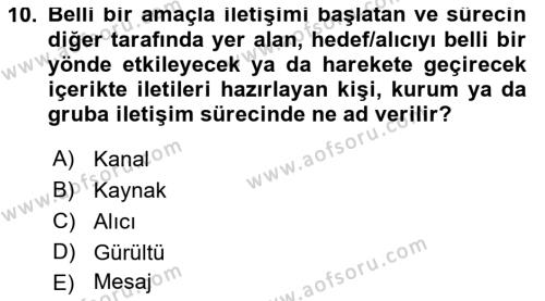 Halkla İlişkiler Yazarlığı Dersi 2021 - 2022 Yılı (Vize) Ara Sınavı 10. Soru