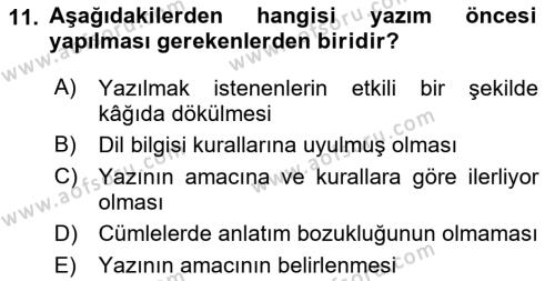 Halkla İlişkiler Yazarlığı Dersi 2021 - 2022 Yılı (Vize) Ara Sınavı 11. Soru