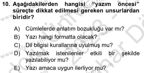 Halkla İlişkiler Yazarlığı Dersi 2023 - 2024 Yılı (Vize) Ara Sınavı 10. Soru